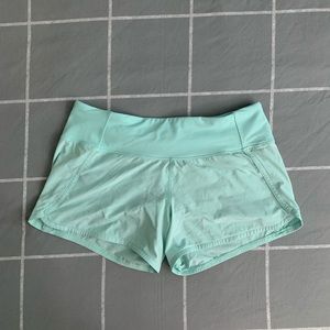 Mint Green Lululemon Run Times Shorts II 4"